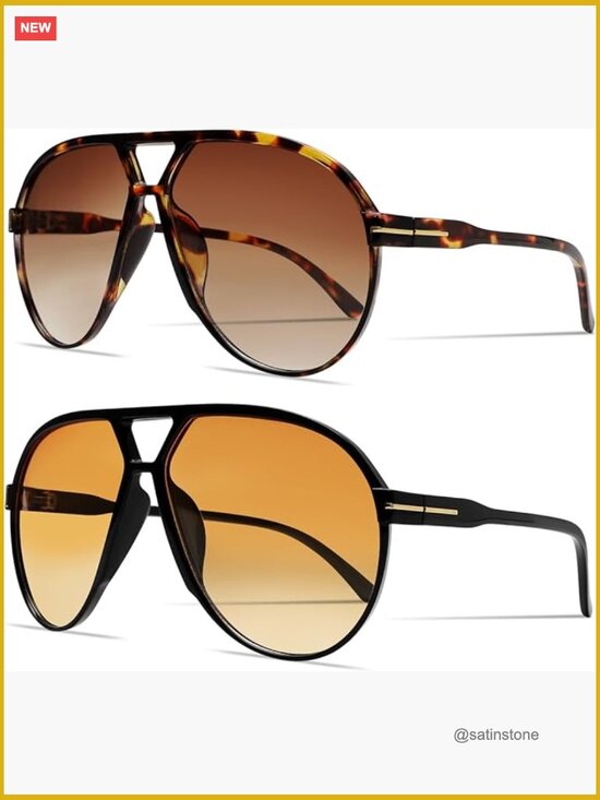 Retro Aviator Sunglasses Oversized Square UV400 Protection main image 3